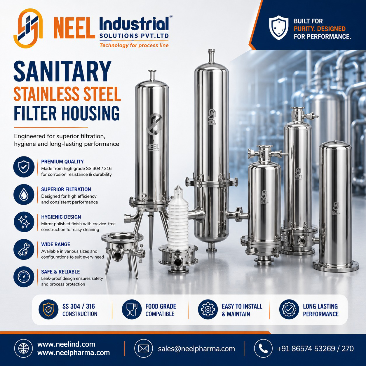 sanitary stainless steel filter housing